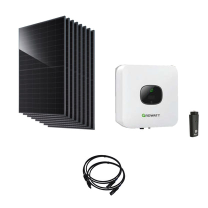 Solaranlage 3,68 kWp mit 8 JA Solar 460-W-Modulen, Growatt MIC 3300TL-X2, WLAN-Stick und zwei Solarkabeln