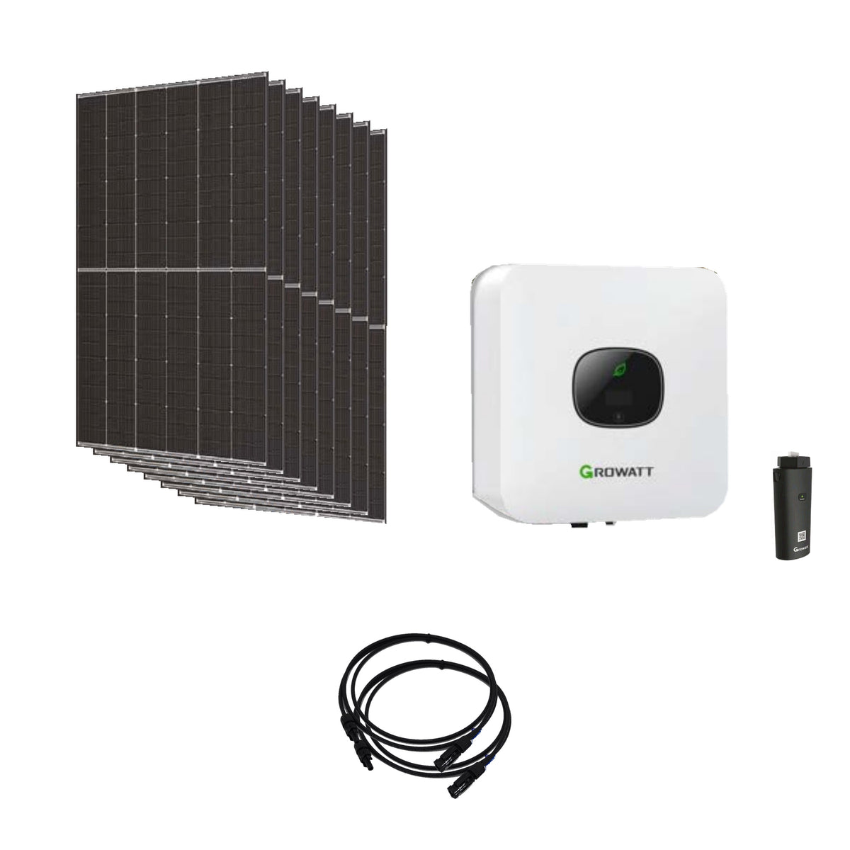 Solaranlage 3,76 kWp mit 8 Trina Solar 470-W-Modulen, Growatt MIC 3300TL-X2, WLAN-Stick und zwei 10-m-Solarkabeln mit 6 mm²