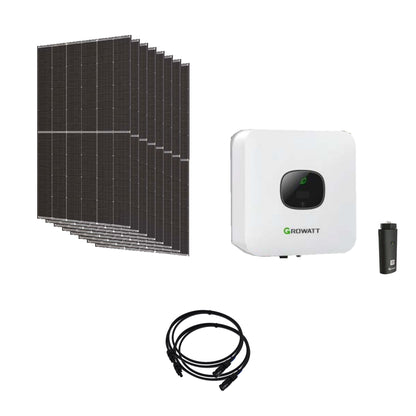 Solaranlage 3,76 kWp mit 8 Trina Solar 470-W-Modulen, Growatt MIC 3300TL-X2, WLAN-Stick und zwei 10-m-Solarkabeln mit 6 mm²
