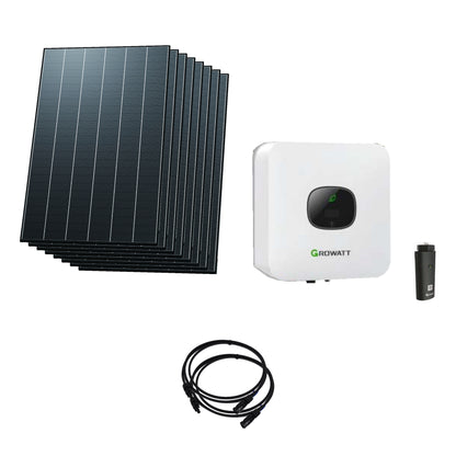 Solaranlage 3,84 kWp mit 8 Trina Solar Vertex S+ G3 Ultra 480-W-Modulen, Growatt MIC 3300TL-X2, WLAN-Stick und zwei 10-m-Solarkabeln mit 6 mm²