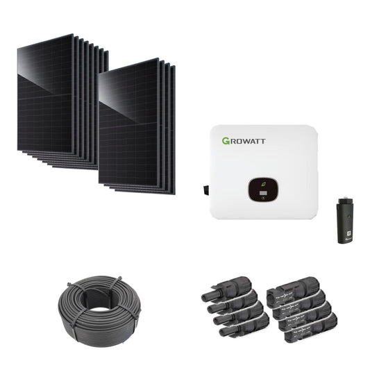 Solaranlage 5,52 kWp mit 12 JA Solar 460-W-Modulen, Growatt MOD 5000TL3-HU, WLAN-Stick und 100 m Solarkabel und vier MC4-Steckerpaaren