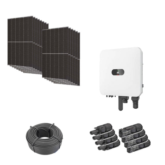 6,58 kWp Solaranlage mit 14 Trina Solar Vertex S+ 470 W Modulen, Huawei SUN2000-6K-MAP0 mit WLAN-FE-Dongle, 100 m Solarkabel und vier Paar MC4-Stecker/Buchse