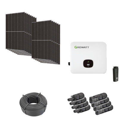 Solaranlage 6,58 kWp mit 14 Trina Solar 470-W-Modulen, Growatt MOD 5000TL3-HU, WLAN-Stick und 100 m Solarkabel mit 6 mm² und vier Paar Stäubli MC4-Stecker/Buchse