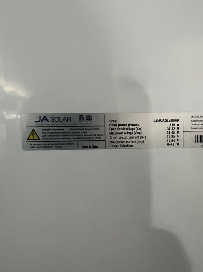 JA Solar 410W ## JAM54S30-410 MR, Solarmodul, Mono PERC, silberner Rahmen ##