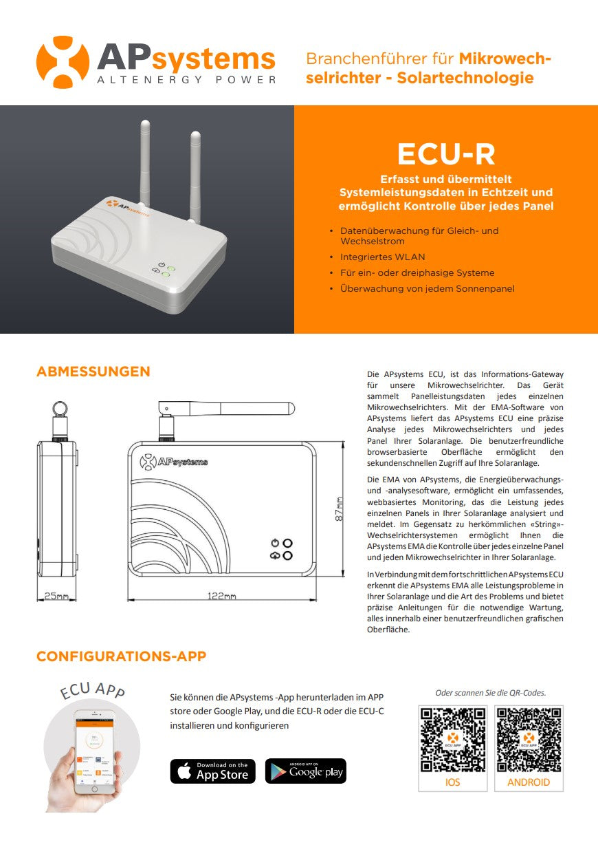 APSystems ECU-R Kommunikationsgateway # WLAN Monitoring für Modulwechselrichter