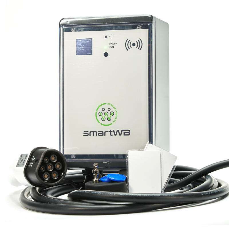 smartWB Classic 11kW Wallbox inkl. openWB Standalone, FI Typ B + 7,5m Ladekabel + Abstandhalter-Set